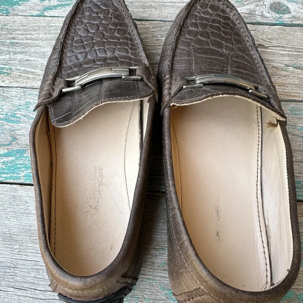 Kangaroos Shoes Driving Loafers Men's Size 7.5 US Croc Embossed Leather Horsebit